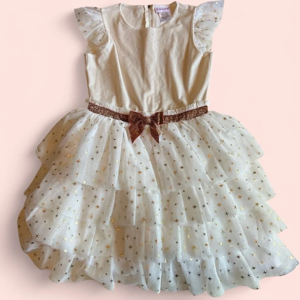 Golden Twinkle Party Dress – Size 14 (American Girl)